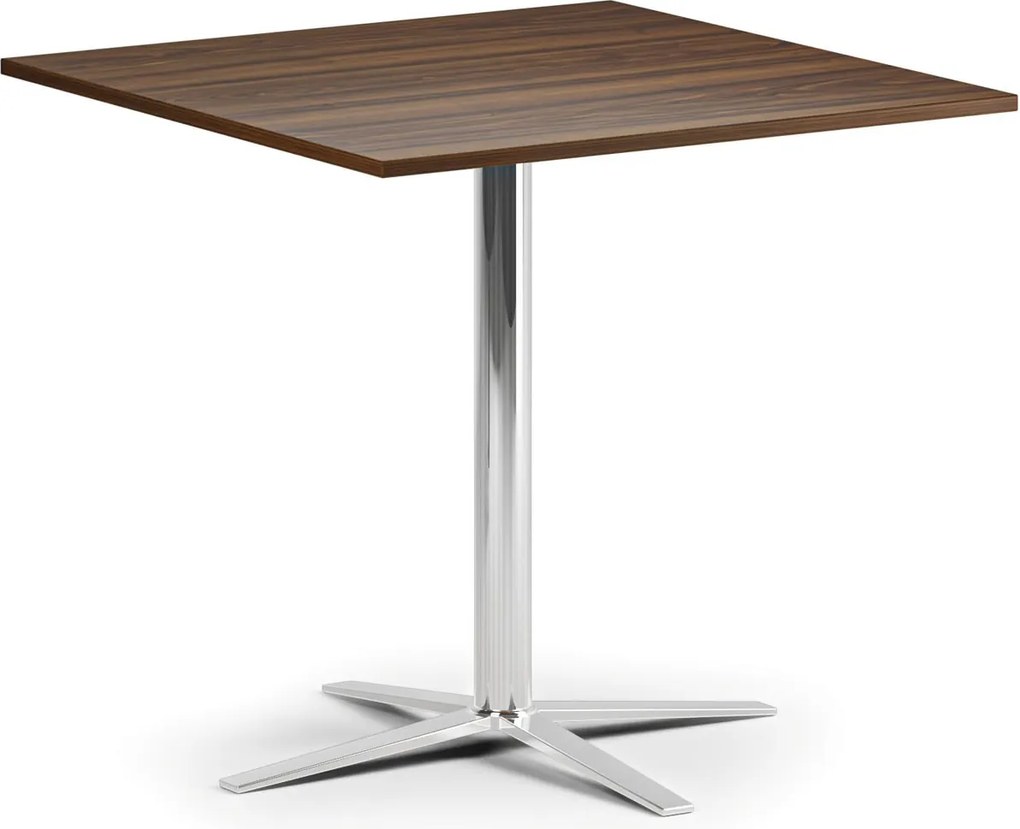 Stolik kawowy AURA, 60x60 cm, chrom podstawa, orzech
