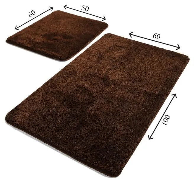 Ciemnobrązowe dywaniki łazienkowe zestaw 2 szt. 60x100 cm Havai – Foutastic