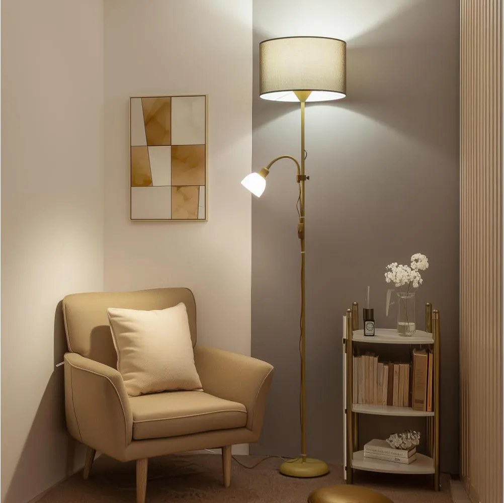 Brilagi - Lampa podłogowa CERIA 1xE27/100W/230V + 1xE14/25W złota/brązowa