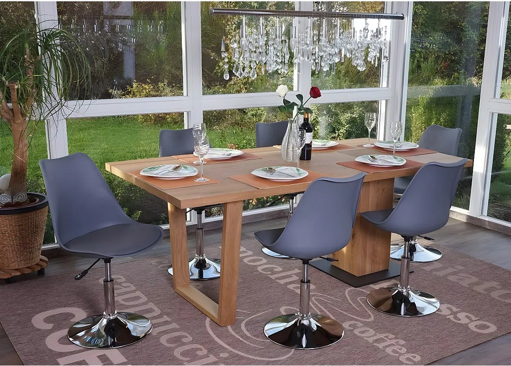 Krzesło do jadalni Vaasa T501 (zestaw 6 sztuk),  ciemnoszary, podstawa chromowana