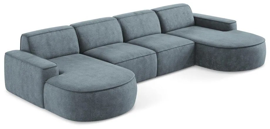 Szaroniebieski narożnik z tkaniny szenilowej (w kształcie litery U) Omao – Makamii