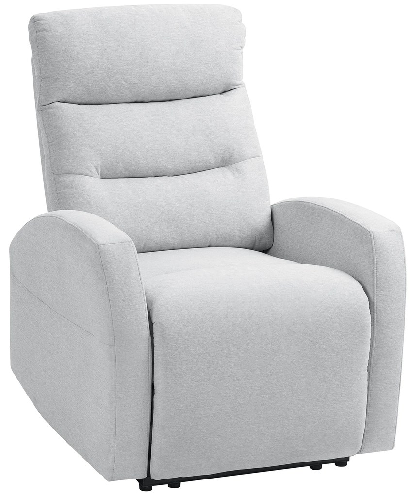 HOMCOM Regulowany fotel relaksacyjny z podnóżkiem, Nowoczesny fotel tapicerowany, Jasnoszary