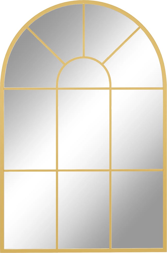 HOMCOM Lustro Ścienne, Projekt Okna, Lustro Korytarzowe, Metalowa Rama, 91 x 60 cm, Złote