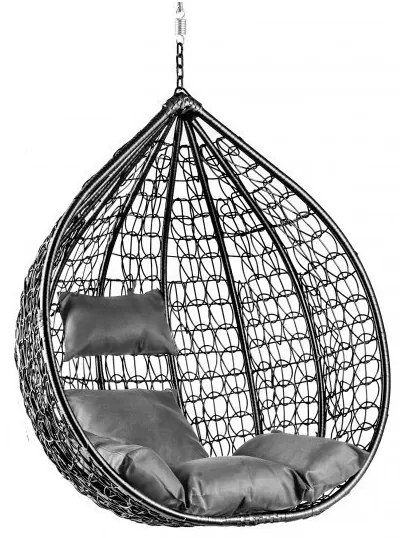 PROMOCJA Czarne krzesło wiszące KOKON bez stojaka II gatunek