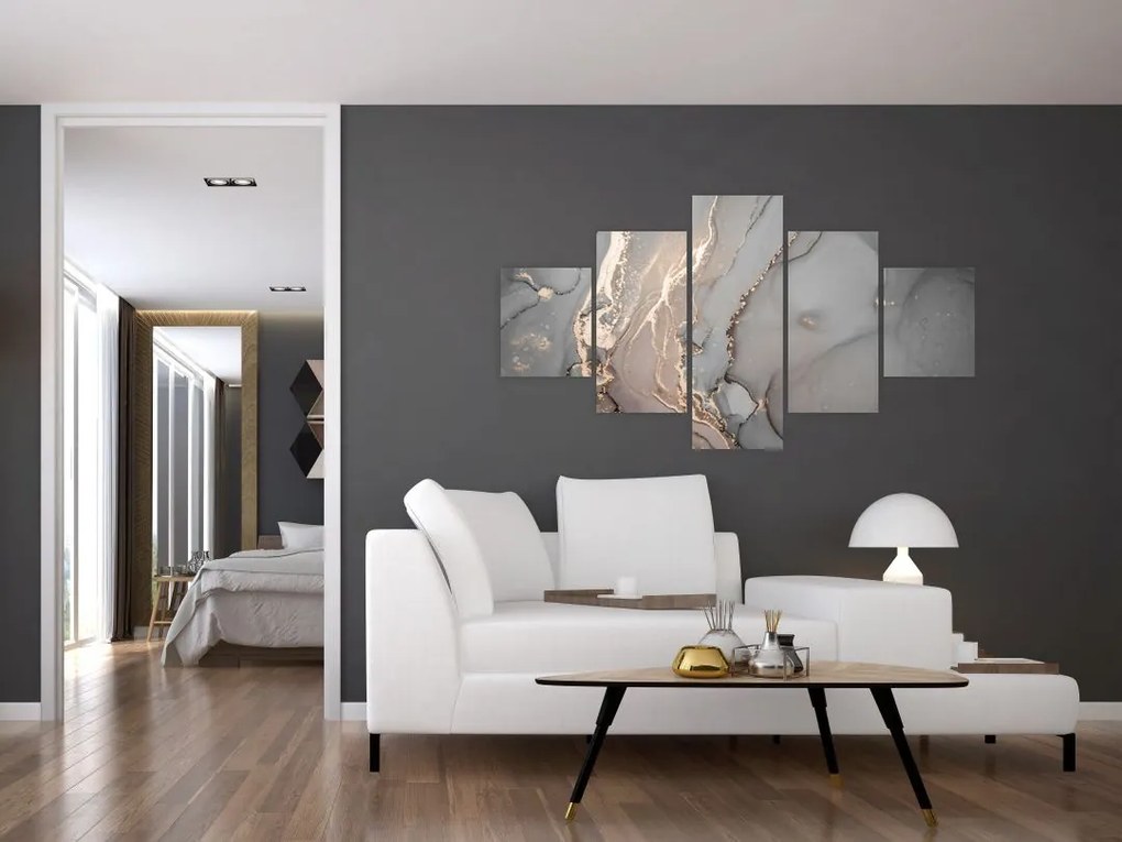 Obraz - Szaro - złoty marmur (125x70 cm)