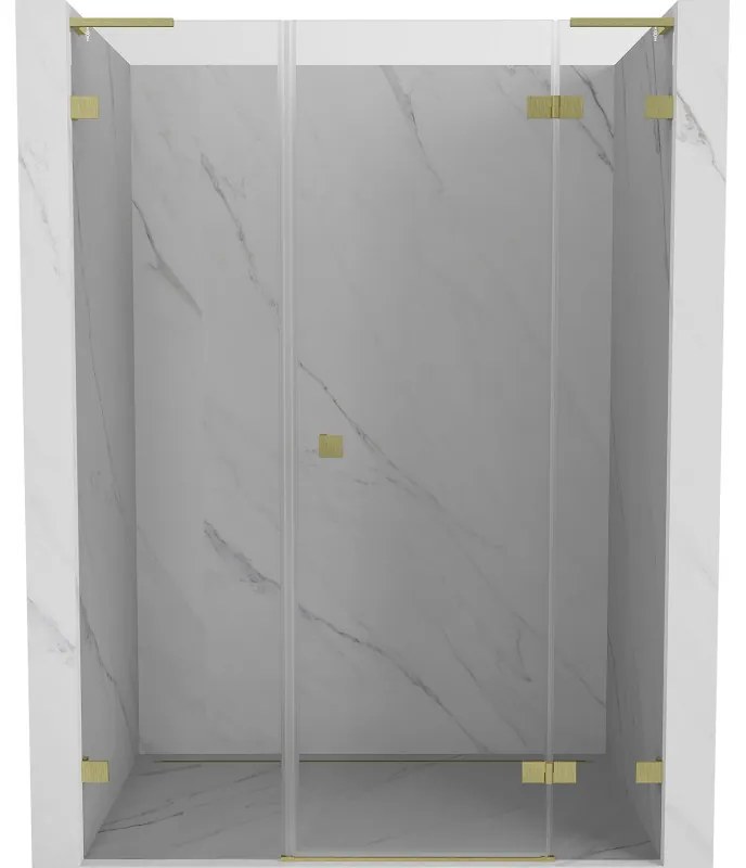Mexen Lunar L drzwi prysznicowe uchylne prawe 135 cm, transparent, złote szczotkowane - 834SL-135-050-55-00-P