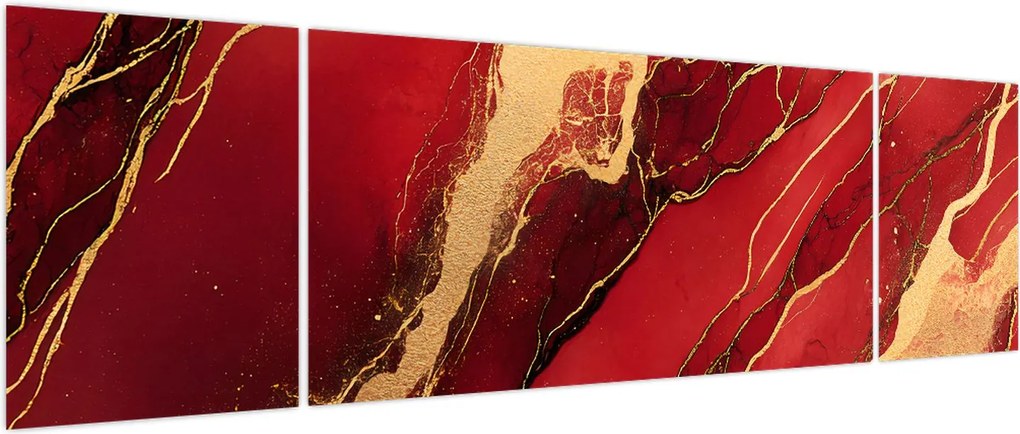 Obraz - Czerwono-złoty marmur (170x50 cm)