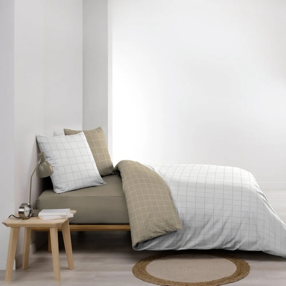Biało-beżowa bawełniana pościel dwuosobowa 200x200 cm Cadria – douceur d'intérieur