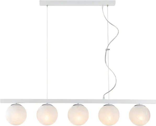 Lampa wisząca Adrian z lakierowanego na biało żelaza i chromu, 5 świateł, dł. 101 x 14, BL278-5-BCO