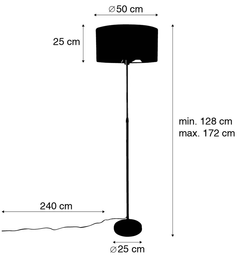Lampa podłogowa czarna regulowana z abażurem w kolorze jasnobrązowym 50 cm - Parte