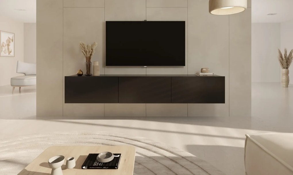 Szafka RTV GABI 180cm czarna wisząca KOCOT MEBLE