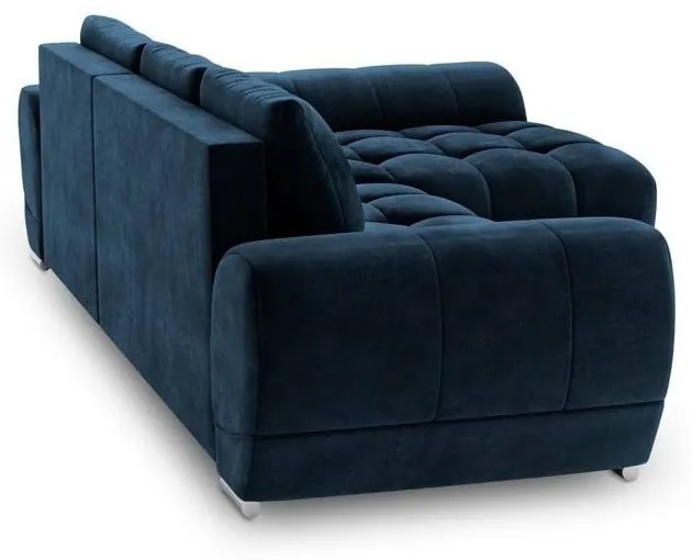 Granatowy rozkładany narożnik z aksamitnym obiciem Windsor &amp; Co Sofas Nuage, prawostronny