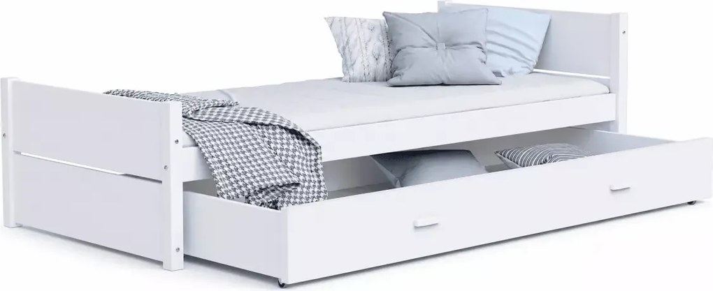 Łóżko dziecięce Modig 90x200 z szufladą białe/szare stelaż Flex