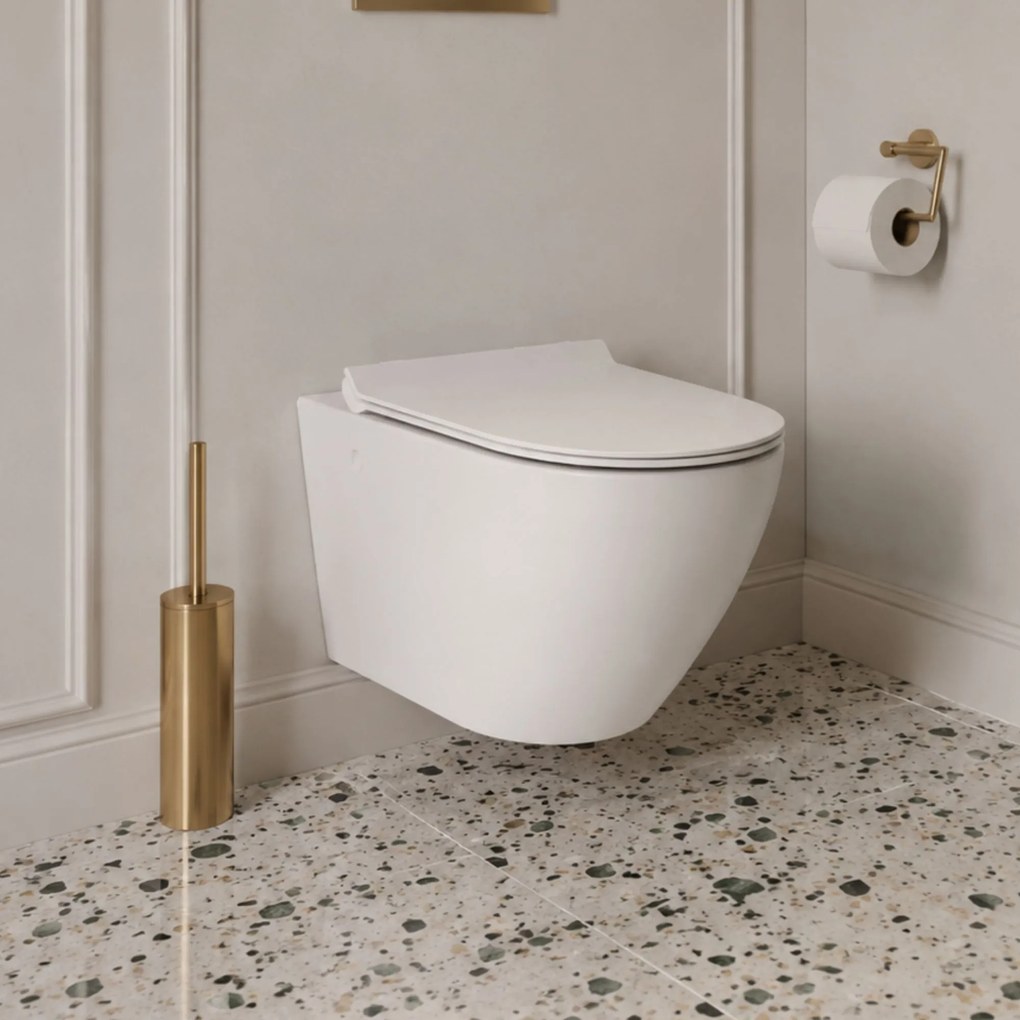 Miska WC wisząca bezkołnierzowa biała DECOS White MINI biała z deską wolnoopadającą Slim