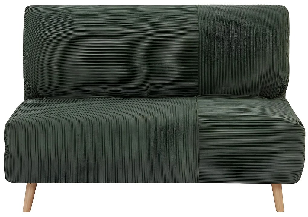 Kanapa 2-osobowa rozkładana z prążkowanego weluru PALULA - ciemnozielona