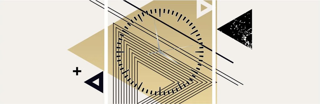 Obraz - Kształty geometryczne N⁰4 (z zegarem) (90x30 cm)