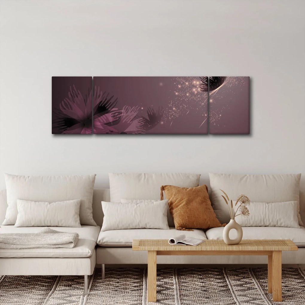 Obraz kwiatu z motylem (170x50 cm)