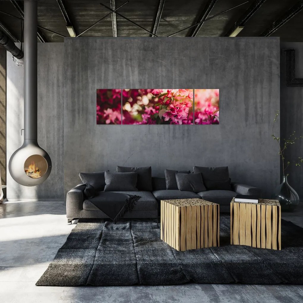 Obraz kwiatów malwy (170x50 cm)