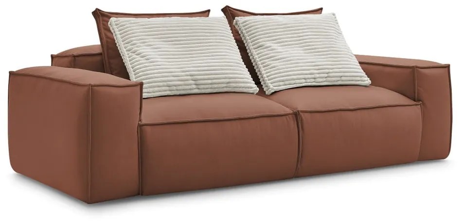 Ciemnobrązowa sofa z imitacji skóry 260 cm Boheme – Bobochic Paris