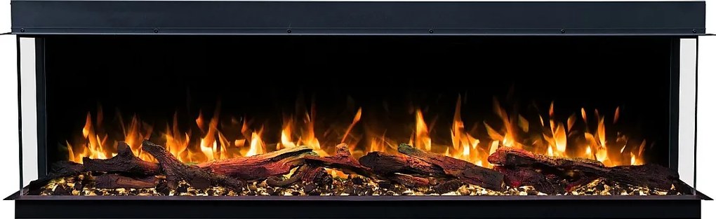 Trójstronny kominek elektryczny SOLIS 90 - ogień premium, do zabudowy - 90x30x46 cm - kominek LED z grzaniem 750/1500W