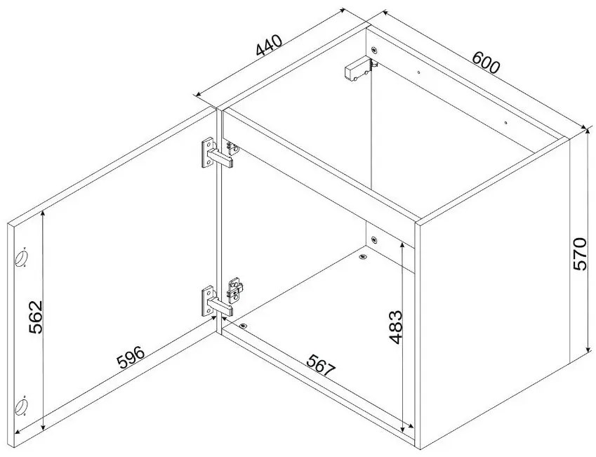 Biała szafka łazienkowa z frezami 60 cm - Tiris 9X