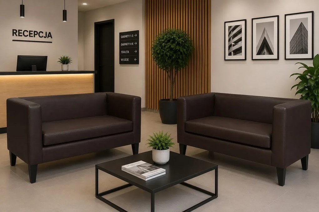 Sofa Monaco : Kolor nogi - Venge, Kolor tkaniny - EKO-SKÓRA - 19D, Typ tkaniny - Eko-skóra , Wysokość nogi - 20 cm