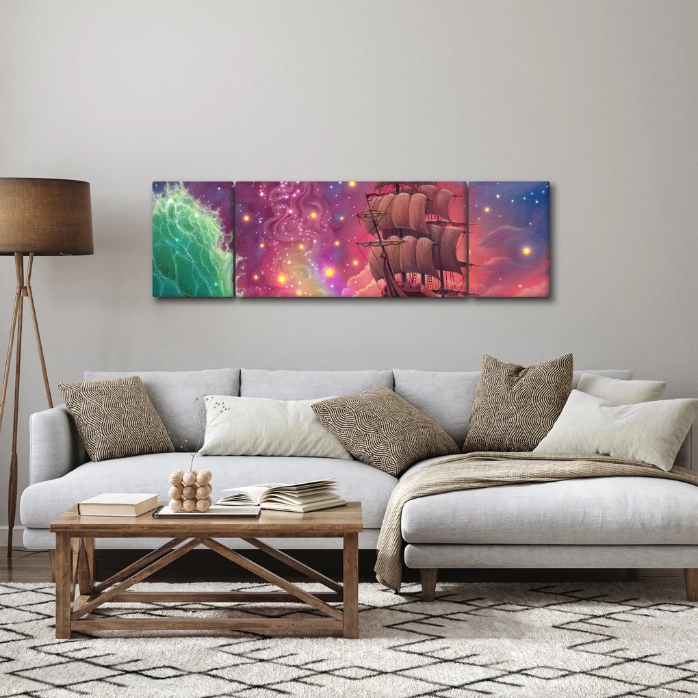 Obraz - Statek z kosmicznym niebem (170x50 cm)