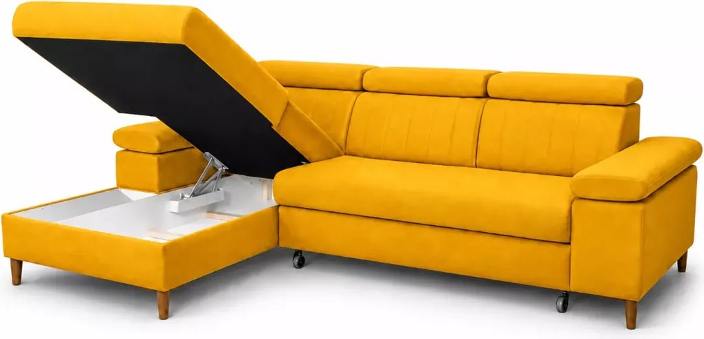 (Wyprzedaż) Rozkładany narożnik Lavida z funkcją spania tkanina Magic Velvet 2290 żółty
