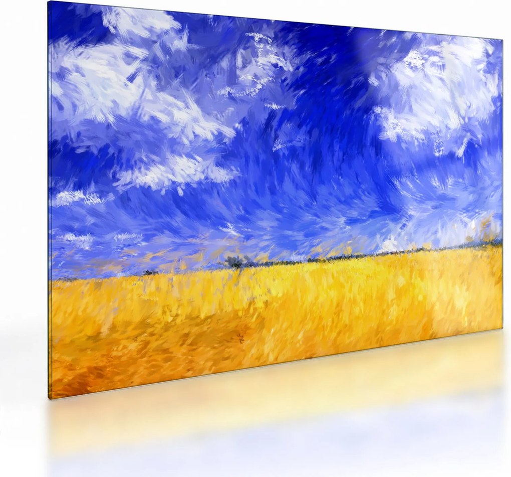 Obraz na szkle - Obraz na szkle olejny, Złote pole (70x50 cm)