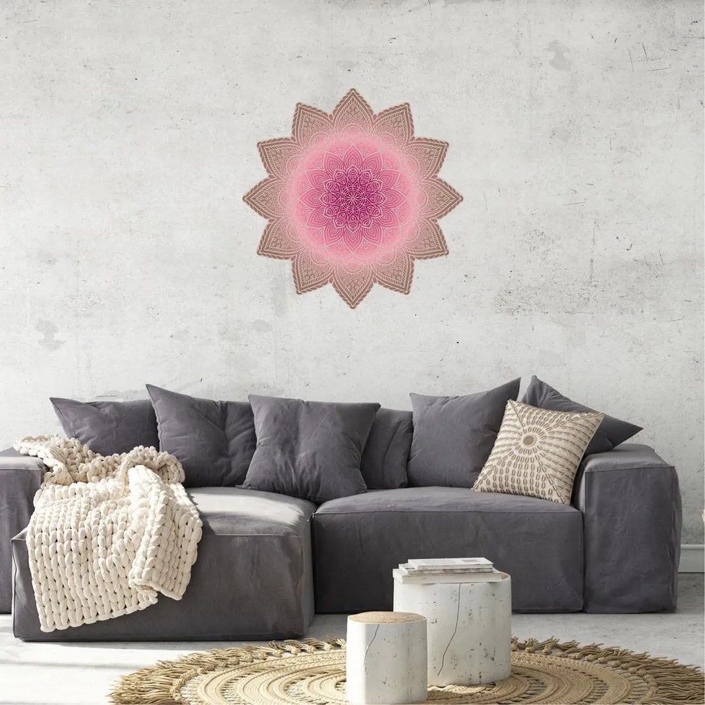 Naklejki na ścianę - Mandala brązowo - różowa