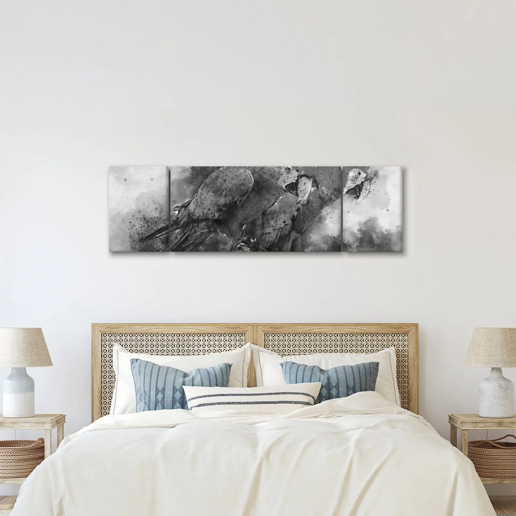 Obraz - Papugi akwarelowe (170x50 cm)