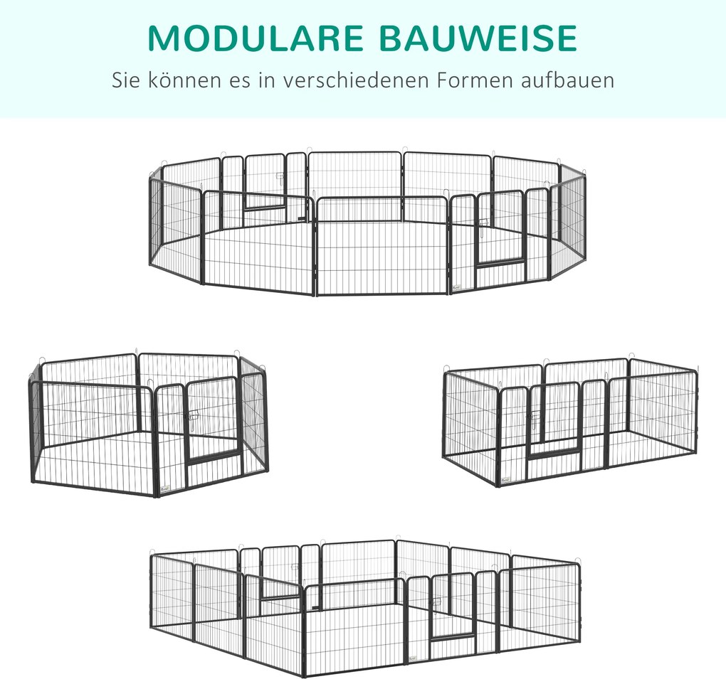 PawHut Krata dla Psów z 12 Panelami Wybieg dla Szczeniąt Czarny 80x1,5x60cm | Aosom PL
