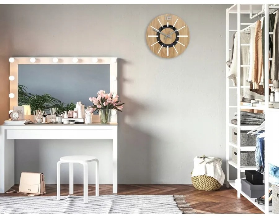 Zegar na ścianę nowoczesny drewniany z cichym mechanizmem okrągły solidny