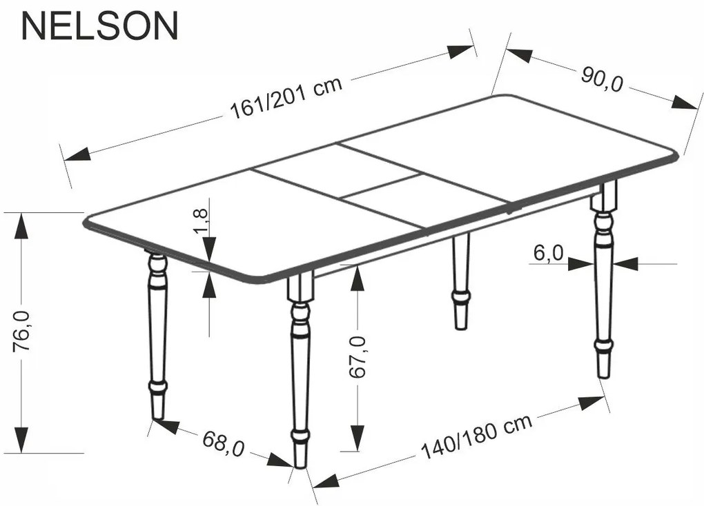 Stół rozkładany NELSON 160(200)x90 biały HALMAR