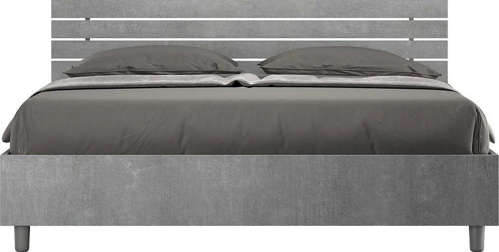Łóżko bez stelaża 160x190 Nachylony zagłówek z listwami Cementu Ankel
