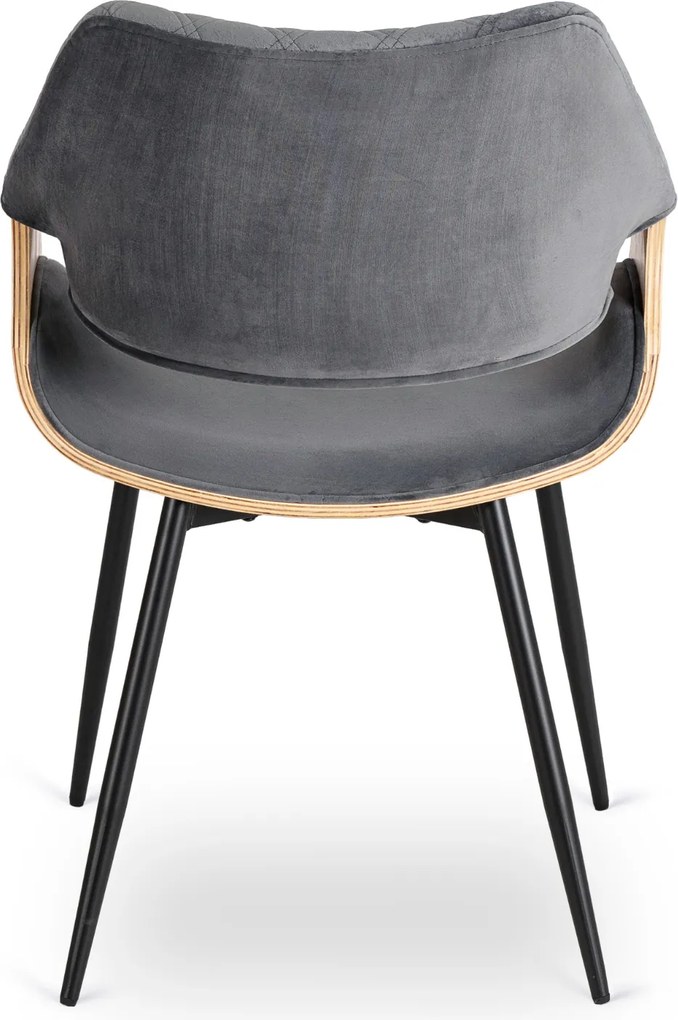 Krzesło Tapicerowane z Drewna Giętego do Salonu DAKOTA Szare/Dąb Złoty Welurowe Nowoczesne Loft