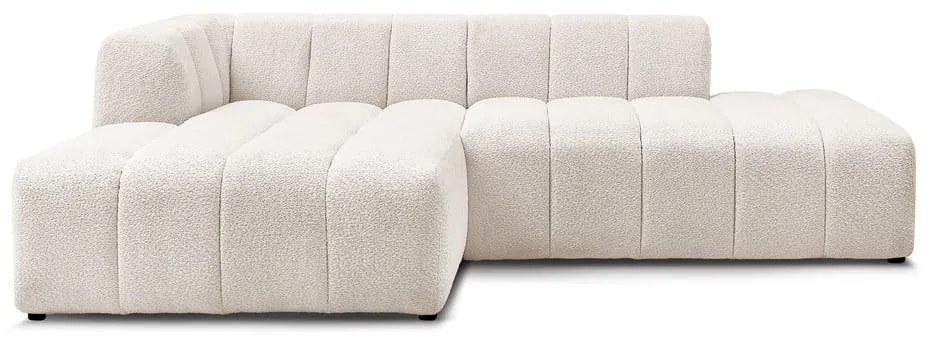Biały narożnik z materiału bouclé (lewostronny/z szezlongiem) Annecy – Bobochic Paris