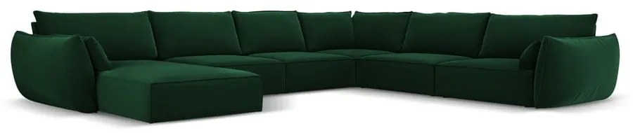 Ciemnozielony aksamitny narożnik (prawostronny/w kształcie litery U) Vanda – Mazzini Sofas
