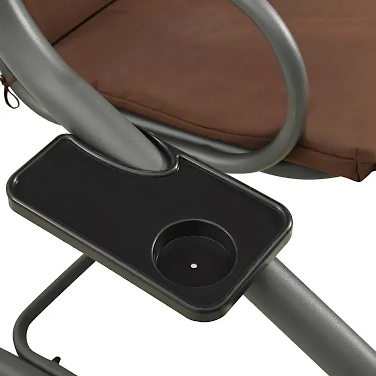 Brązowa huśtawka ogrodowa z baldachimem - Isamin 4X