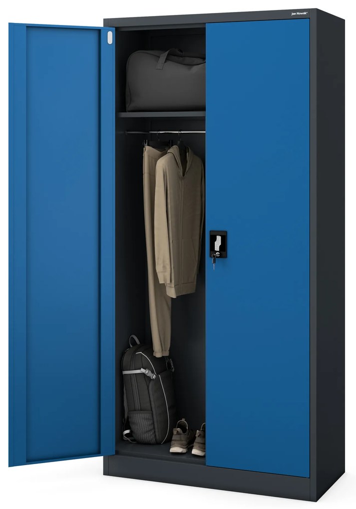 Szafa gospodarcza zamykana DAWID 900 x 1850 x 450 mm, antracytowo-niebieska