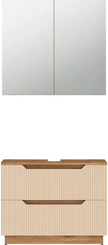 Zestaw mebli łazienkowych dąb/kaszmir w paski 79.6x32x62.5 lotta