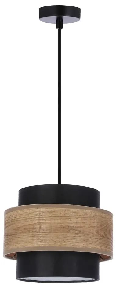 Czarno-naturalna lampa wisząca z tekstylnym kloszem ø 20 cm Twin – Candellux Lighting