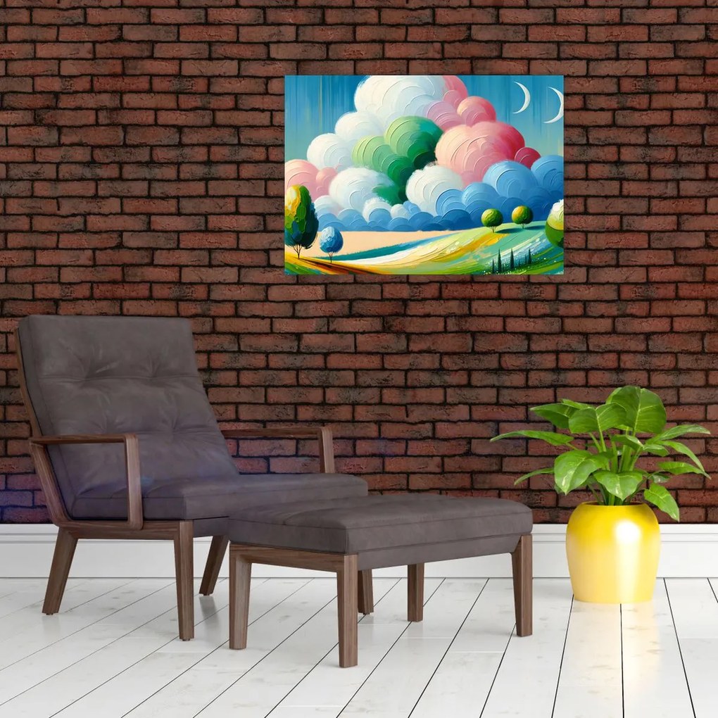 Obraz na szkle - Krajobraz z chmurą (70x50 cm)