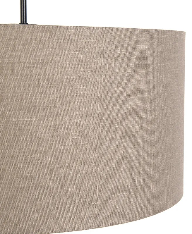 Rustykalna lampa wisząca czarna z brązowym kloszem 50 cm - Combi 1 Rustykalny / Vintage Oswietlenie wewnetrzne
