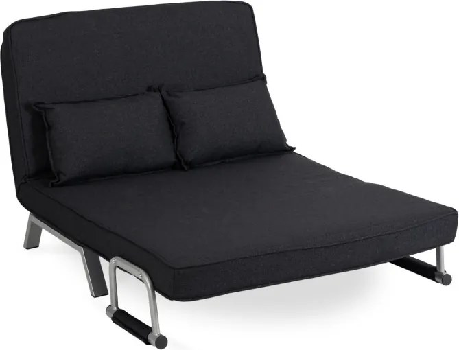 Fotel Rozkładany Dwuosobowy BART 2 Wypoczynkowy Czarny do Spania Leżanka Nowoczesny