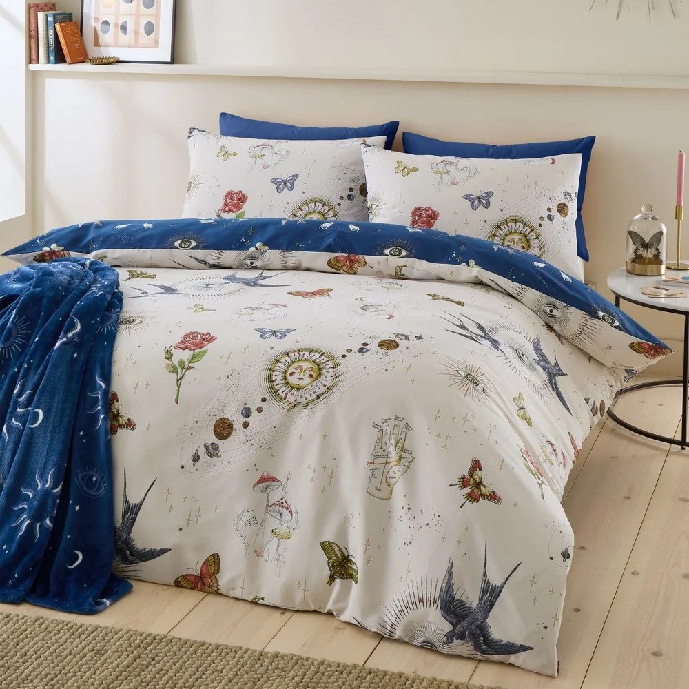 Niebiesko-kremowa pościel dwuosobowa 230x220 cm Astrology – Sassy B