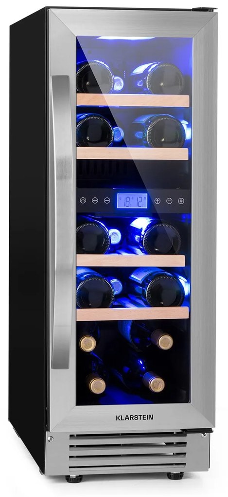 Klarstein Vinovilla 29.5cm 17 Butelek Winiarka Podblatowa Dwustrefowa Srebrny