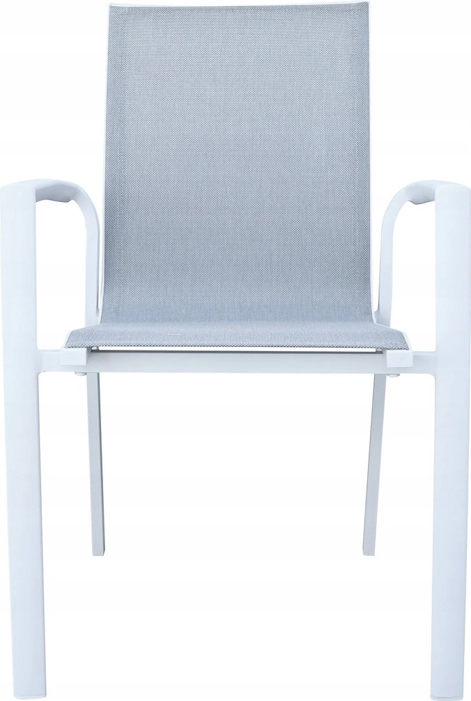 Krzesło ogrodowe aluminiowe białe 56x65x88cm komfortowe wytrzymałe tarasowe