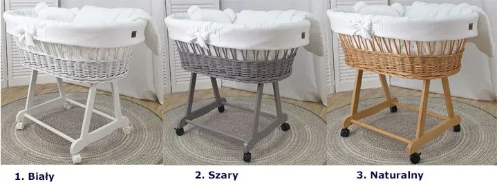 Szare łóżko dziecięce kosz mojżesza na rolkach Z0-N09