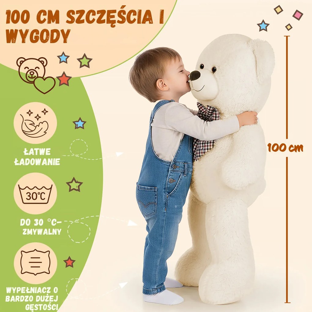 Duży pluszowy miś BENY, 100cm, kremowa Monzana